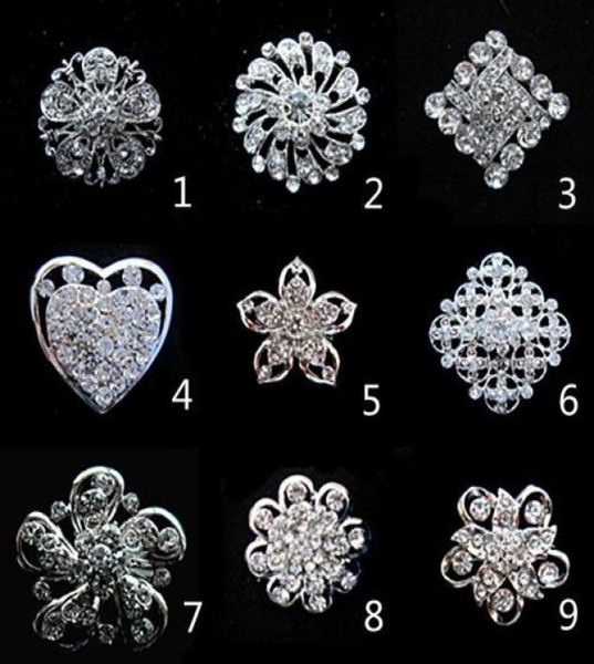 

silver tone small flower brooch clear rhinestone crystal diamante party prom pins5603920, Gray