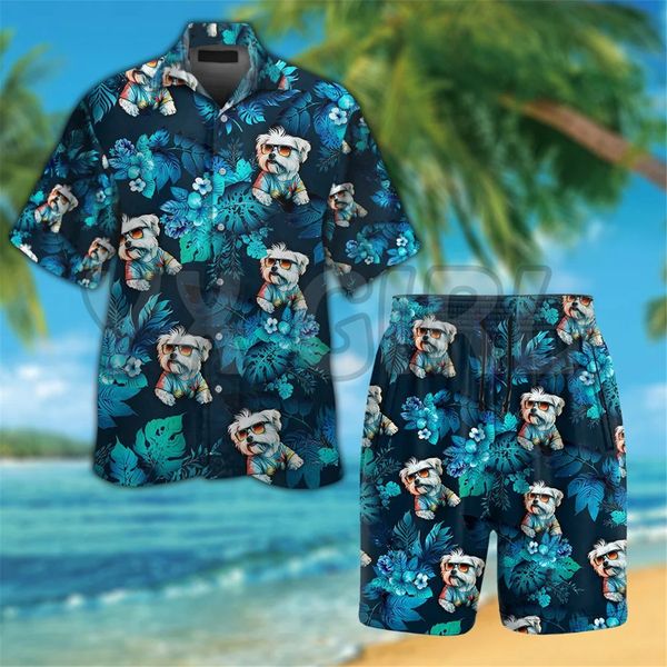 

men s tracksuits foundland wearing sunglass funny hawaiian shirt 3d printed shirt beach shorts summer 230720, Gray