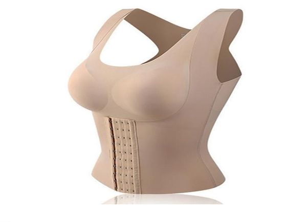 

3 in1women reducing girdle posture corrector bra seamless underwear slimming belly sheath cross back tank body fitness vest 27488285