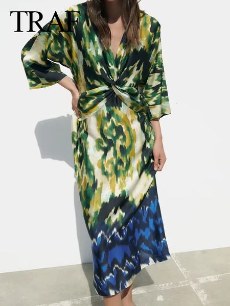 

urban dresses traf summer for women vintage beach dress woman midi elegant women s 2023 printed tunic long knot 230719, White;black