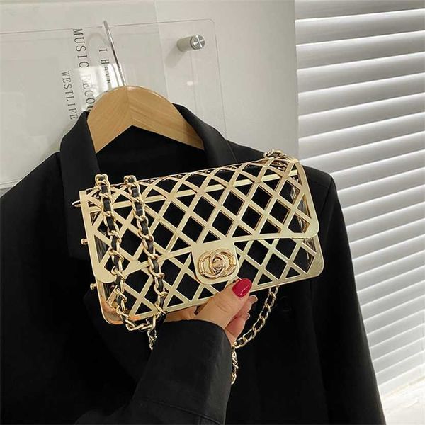 

62% off 2023 new bagdesigner metal new fashion hollow personalized shoulder ins women's crossbody small square bag trend