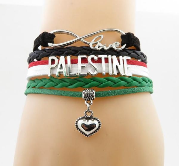 

infinity love palestine bracelet heart charm bracelet love palestine flag bracelets bangle for woman and man jewelry3991249, Golden;silver