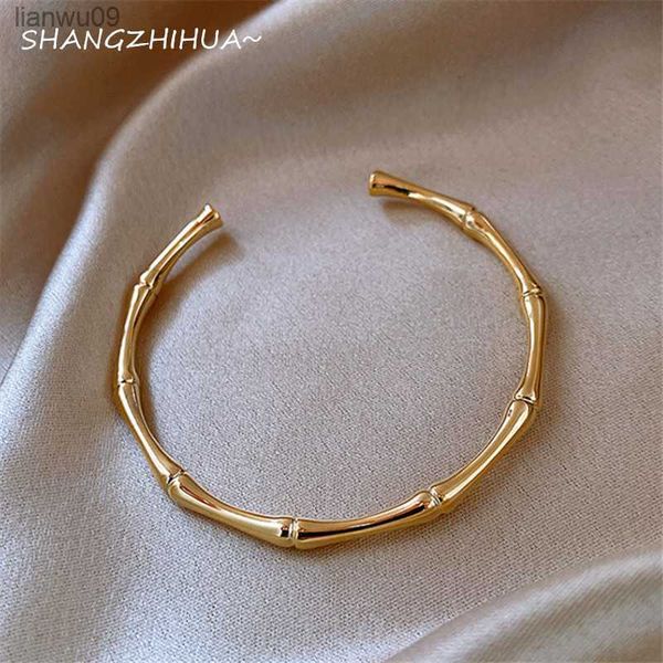 

2021 new design bamboo shape adjustable size bracelet for woman fashion luxury korean jewelry retro girl's unusual bracelet l230704, Black