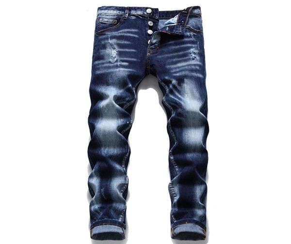 

brand italy chain jeans men slim denim trousers blue pencil9017075