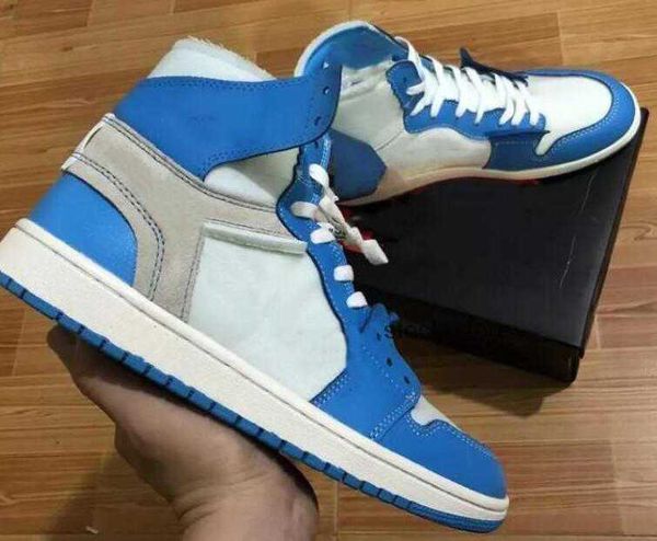 

1s unc blue white chicago red basketball shoes men women 1 white grey yellow sneakers with box, Black