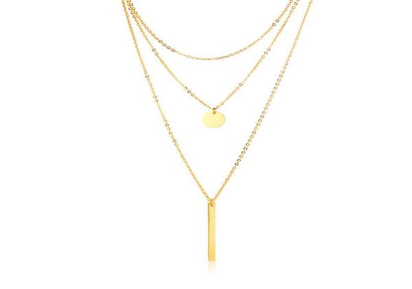 

boho multilayer bar necklace choker with long chain for women stainless steel jewlery gold tone225j7361335, Silver