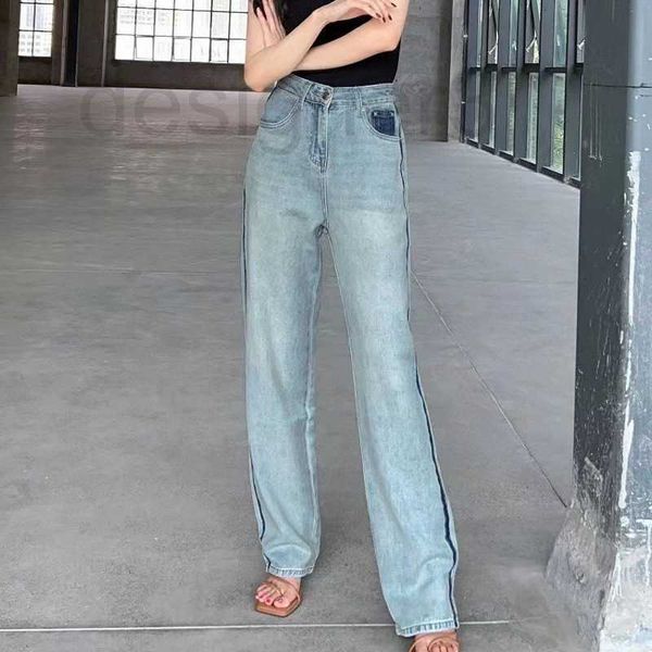 

women's jeans designer chic 23 new print contrast color trend slim straight leg wide for women ppky, Blue