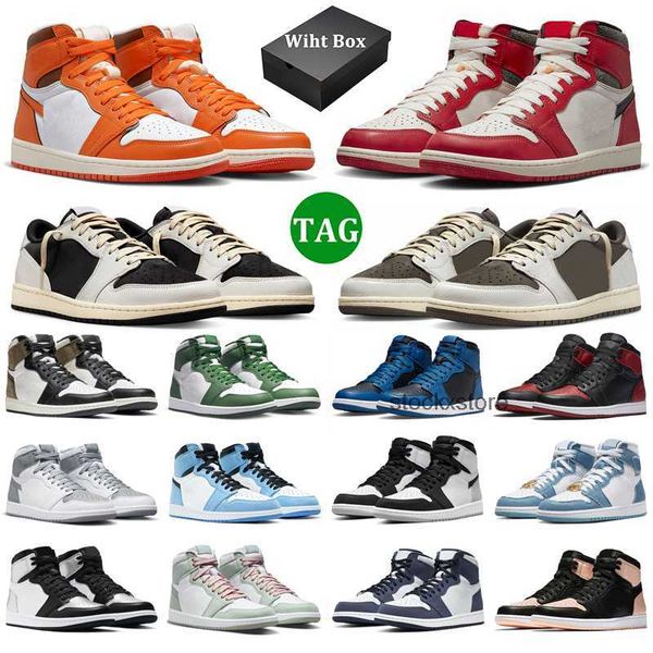 

with box jumpman 1 with retro high basketball shoes men women 1s chicago lost and found reverse mocha patent bred starfish taxi mens, Black
