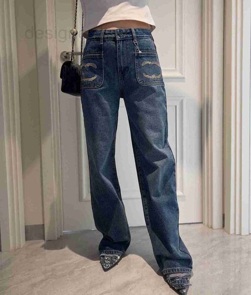 

women's jeans designer boutique chic 23 spring/summer new pocket embroidered european light luxury casual dig2, Blue