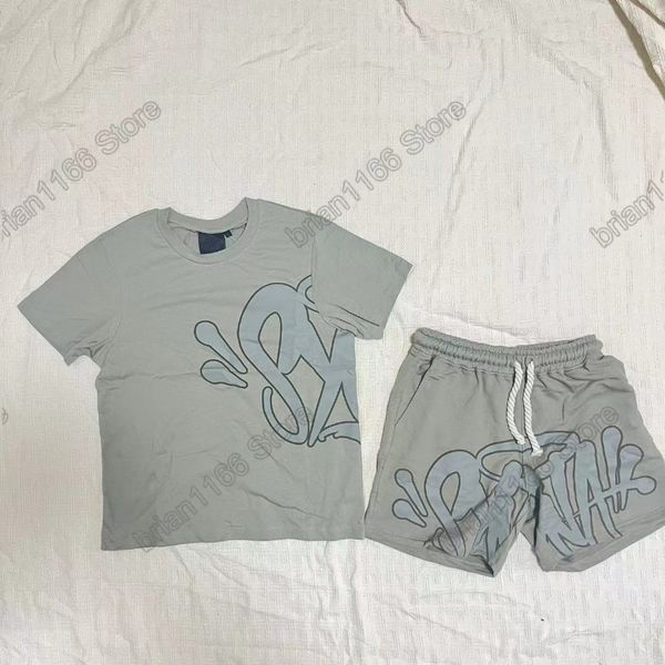 

green syna shirt syna central cee summer men t-shirt set print trendy synaworld short sleeve tracksuit clothes synas shirts, Gray