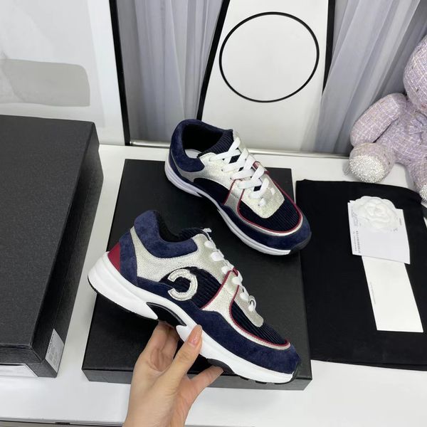 

vintage suede casual shoes reflective men women calfskin designer sneakers increasing platform shoe leather trainers print strap lace up fas, Black