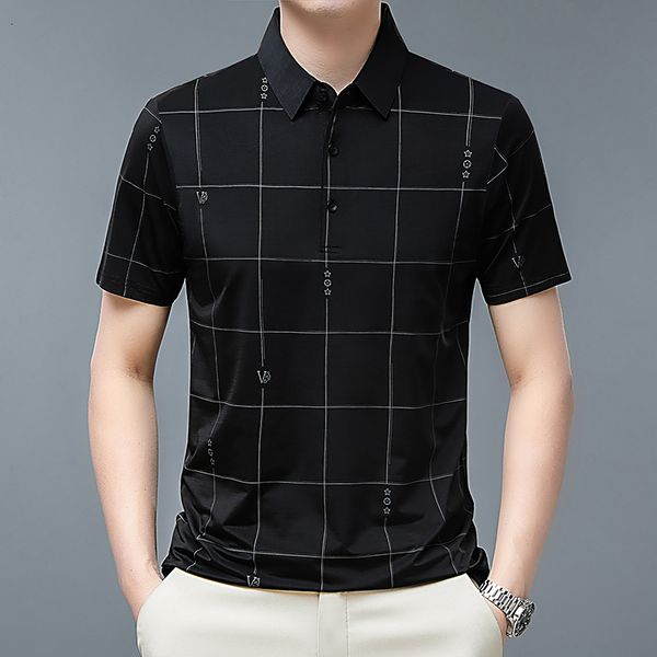 

men's polos summer men loose smart casual short sleeve striped polo shirts streetwear fashion male clothes tshirt basic quickdrying 23, White;black