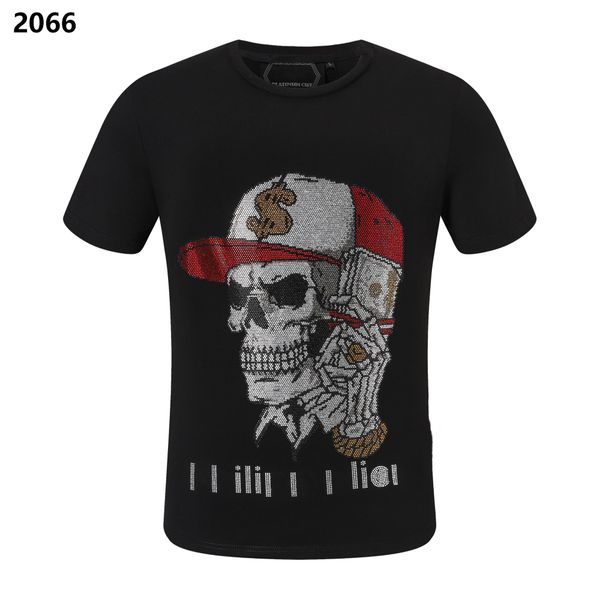 

men's t-shirts phillip plain men designer pp skull diamond t shirt short sleeve dollar brown bear brand o-neck skulls tshirt t230208, White;black