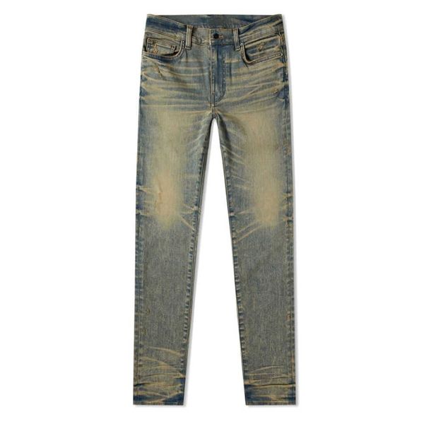 

2023 autumn/winter fashion men's jeans stretch retro yellow men's jeans, Blue