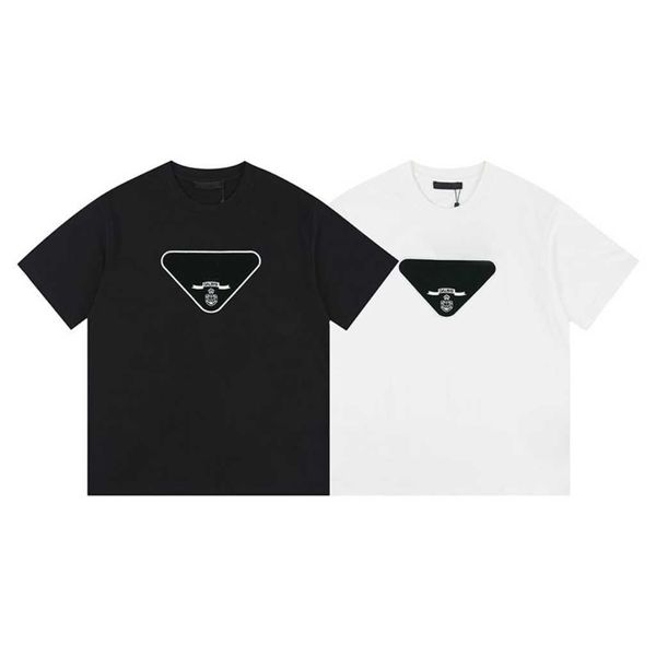 

men's summer leisure loose big triangle printed short sleeve, polyester fabric soft and comfortable anti-pilling, loose version of men, White;black