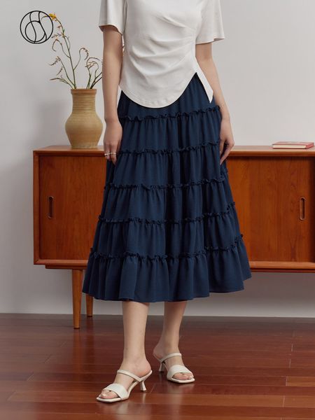 

skirts dushu french sweet style elastic waist cake skirt for female summer design elegant aline darkblue women 230720, Black