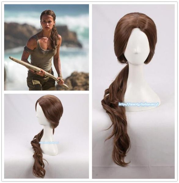 

costume accessorieslara croft wig shadow of the tomb raider lara croft wig 70cm curly brown synthetic hair alicia vikander role pl3635318, Silver