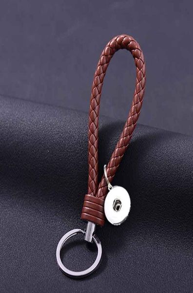 

popular 025 fashion weave pu leather key chains 18mm snap button keychain jewelry for men women 10 colors key rings2987420, Slivery;golden