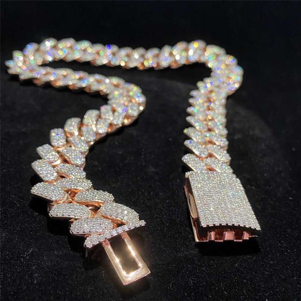 

classic miami style vvs moissanite heavy cuban chain iced out hip hop jewelry cuban necklace 925 silver diamond cuban link chain