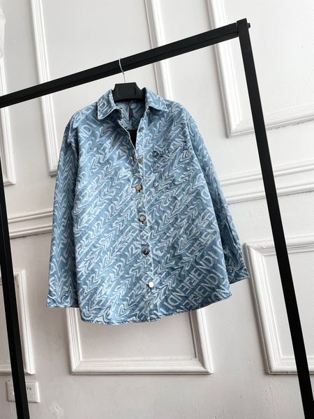 

2023 blue wash denim jacket women autumn shirt style casual letter single breasted outerwear lady coat, Black;brown