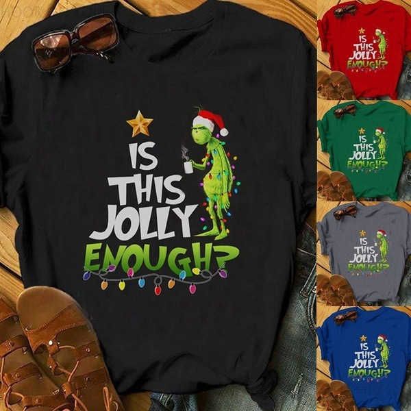 

ladies t-shirt grinch t-shirt christmas stamping t-shirt, White