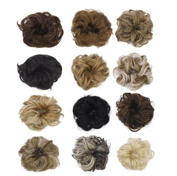 

oubeca synthetic flexible hair buns not curly scrunchy chignon elastic messy wavy scrunchies wrap for ponytail extensions for 7067044, Black;brown