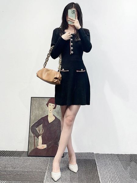 

work dresses maje wool blended contrasting single breasted knitted mini dress white black, Black;gray
