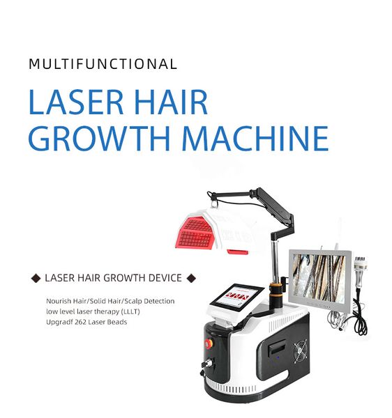 

multi-functional diode laser hair growth machine hair loss treatment 650nm hair regrowth therapy anti-hair removal hair analyzer salon use b, Black
