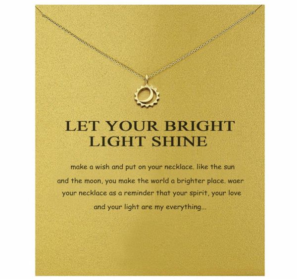 

fashion necklaces moon sun pendant necklace gold silver colors alloy pendants with gift card fashion jewelry5307016