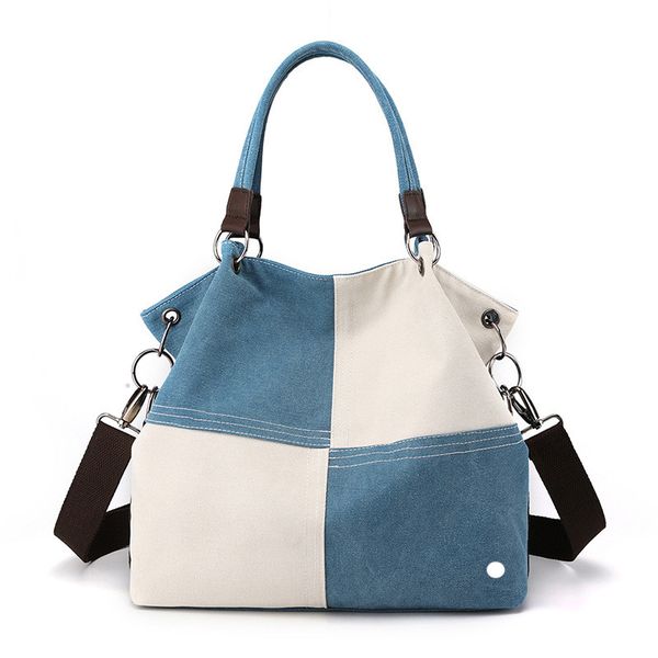 

lu canvas womens bag splicing tote bag large capacity handbag fashion lady shoulder bag messenger bag