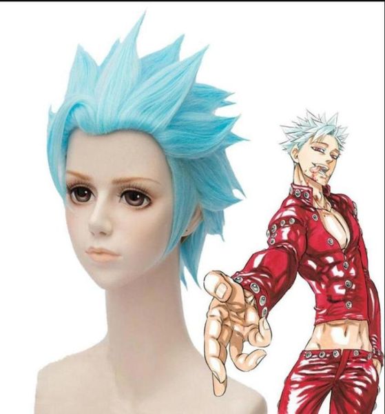 

the seven deadly sins greed ban blue cosplay wig mens short straight hair wigs34350431141732, Black