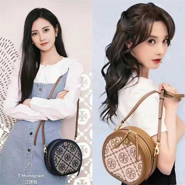 

68% off 2023 new bagdesigner t family's same style european and american fashion retro versatile cake small round bag stripe handheld p