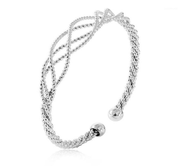 

ing rope style hollow design metallic opening silver golden women bracelets bangles bangle1318089, Black