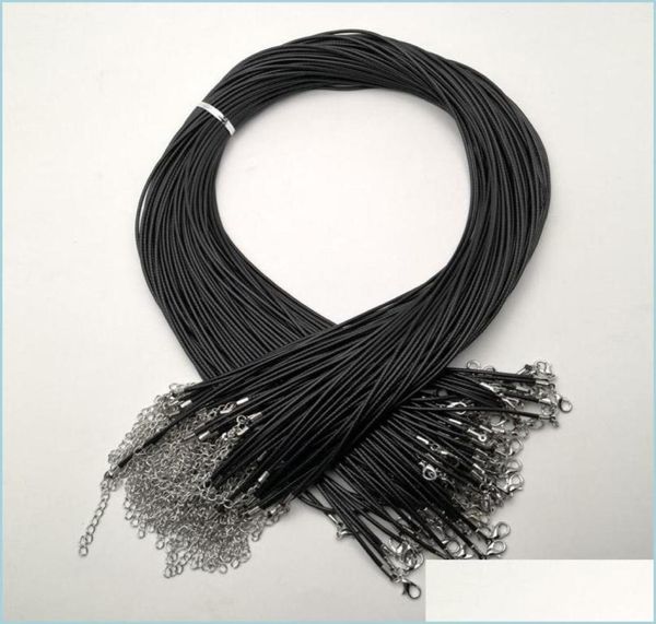 

chains black 2mm wax rope lobster clasp chains necklace lanyard jewelry pendant cords 100pcslot making acc drop delivery necklace2699999, Silver