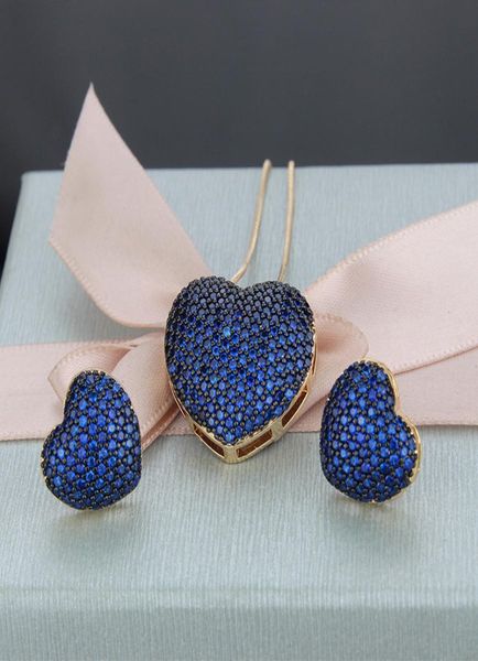 

women lovely jewelry set gold silver plated bling cz diamond stone heart earrings necklace set for girls women nice gift for party4094344