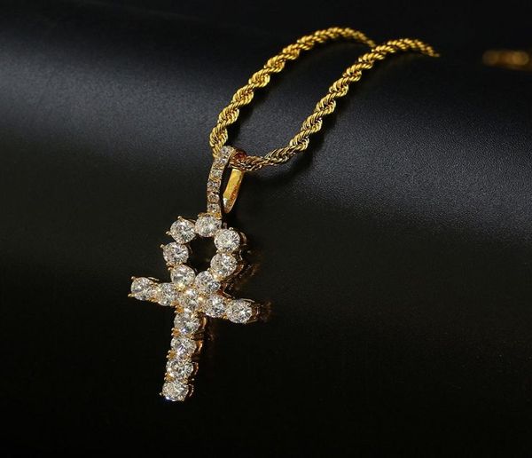 

ankh cross pendants necklace gold chains for women men hip hop mens jewelry diamond zircon pendants necklaces statement jewelry1509169, Silver