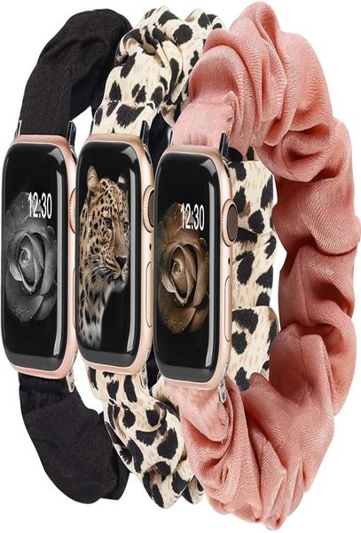 

apple scrunchie elastic watch band strap with iwatch 7 6 5 4 3 2 1 se4927166, Black;brown