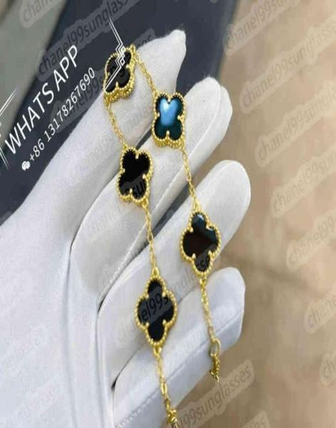 

classic fashion 4 leaf clover charm bracelets bangle chain 18k gold agate shell motherofpearl for womengirls linkaa306420820, Golden;silver