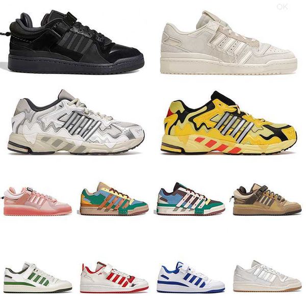 

2022 men women bad bunny forum buckle back to school running shoes cream yellow easter egg patchwork beige white mens trainers sneakers, Black