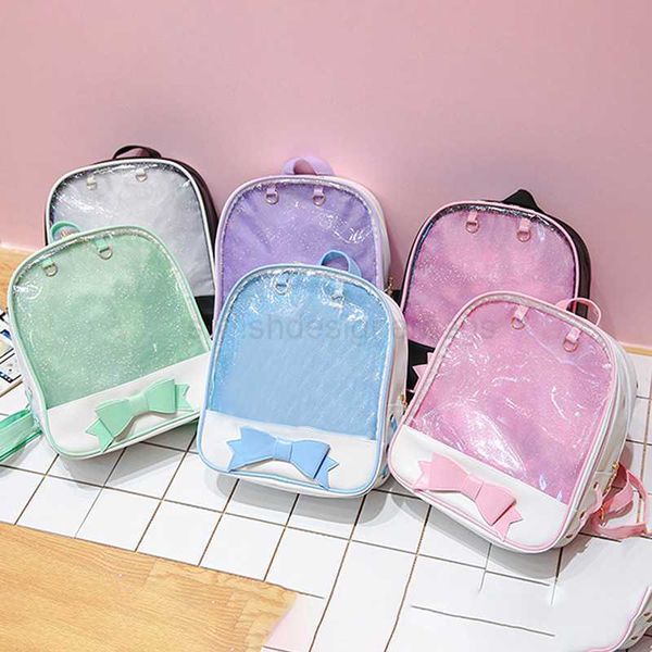 

totes clear transparent backpacks women harajuku bow-knot itabags bags school bags for teenager girls designer ita bag bookbag bolsastylishd