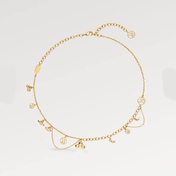 

fashion women necklace choker chain gold plated iconic circle stainless steel designer letter necklaces pendant statement wedding jewelry ac, Silver