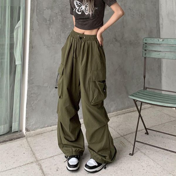 

women's pants s in summer cargo women plus size baggy streetwear hip hop joggers sweatpants drawstring loose wide leg trousers 230719, Black;white