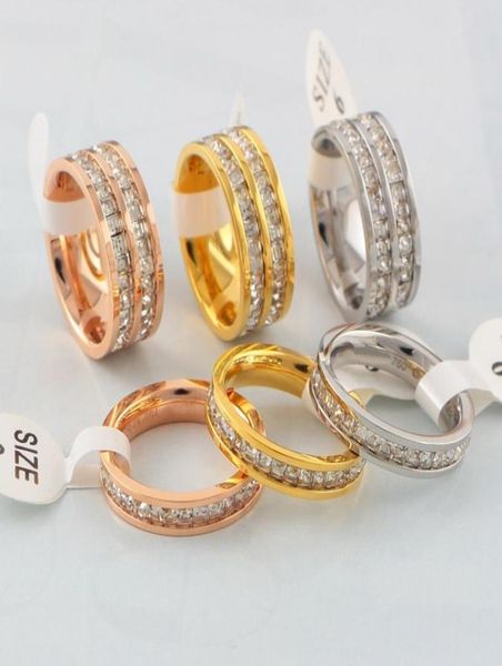 

europe america fashion men lady women titanium steel engraved ca single double row square diamond lovers rings us5us98909490, Slivery;golden