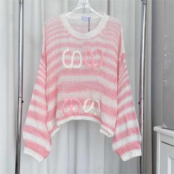 

designer striped knitted women t shirt long sleeve see through shirts woman elegant charming jumper tees sweatshirt sweatwear, Black