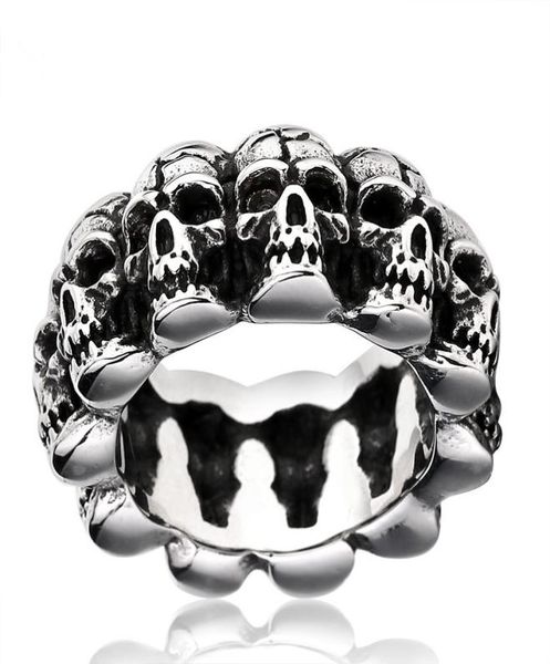 

men exaggerated retro punk skull ring stainless steel ring titanium steel jewelry halloween ring 1681468, Silver
