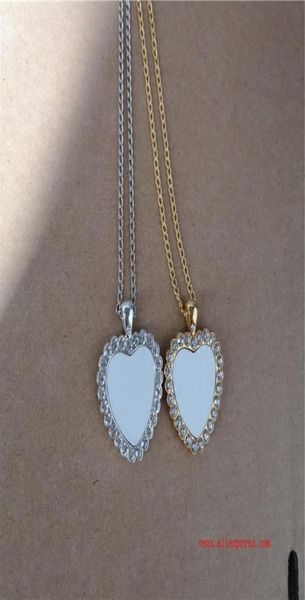 

sublimation blank necklaces pendants with drill woman necklace pendant transfer printing consumable materials 15pcslot 092771574577965118, Silver