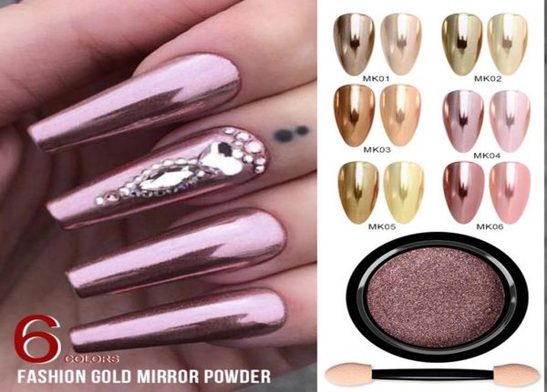 

ellwings gold nail powder 6 colors 1g magic mirror effect nails art decorations chrome pigments powder diy for salon design4476709, Red;pink