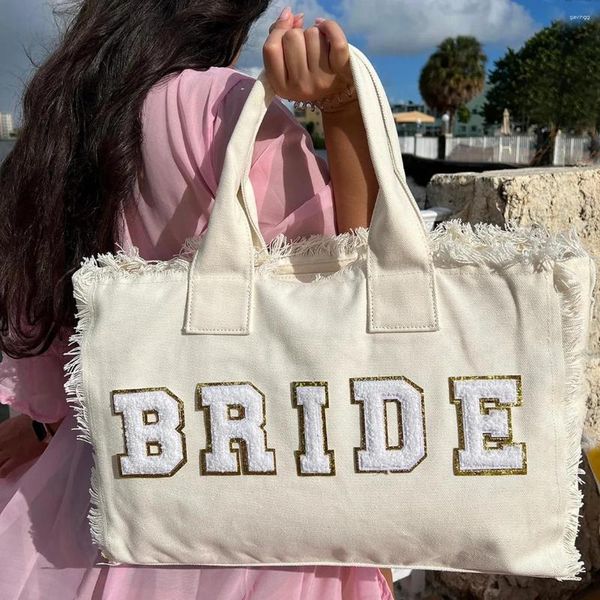 

duffel bags personalised bride fringe tote bag wedding to be gifts honeymoon beach with letter patches bridesmaids