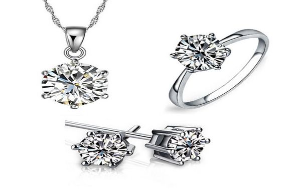 

bridesmaid jewelry set for wedding gold like 925 sterling silver chains necklace pendant earring for women gemstone rings party je9848638