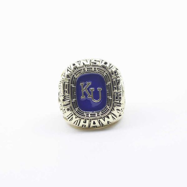 

ncaa 1992 university of kansas crow hawk ku basketball champion ring, Golden;silver